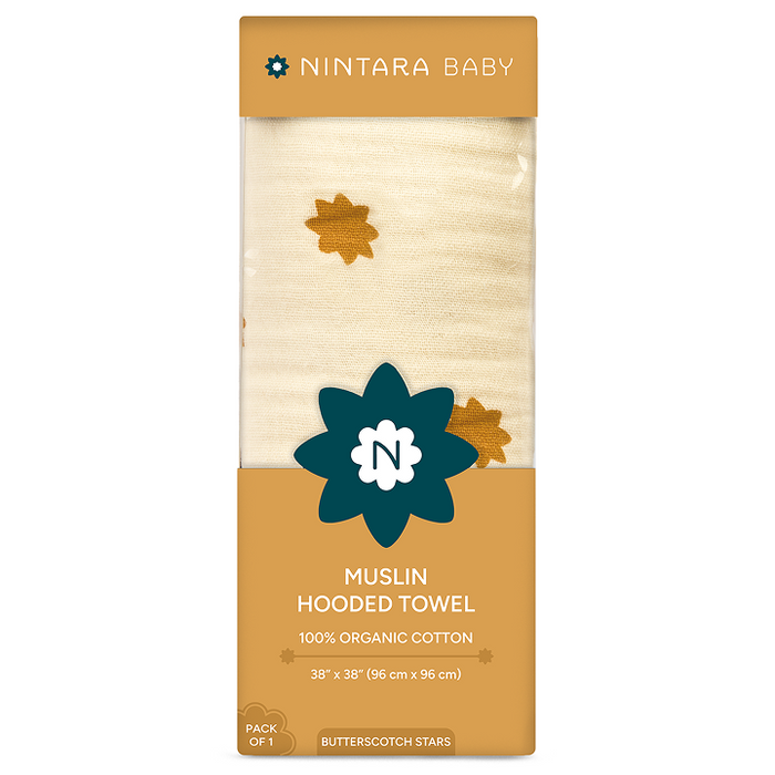 Muslin Baby Hooded Towel | Butterscotch Stars