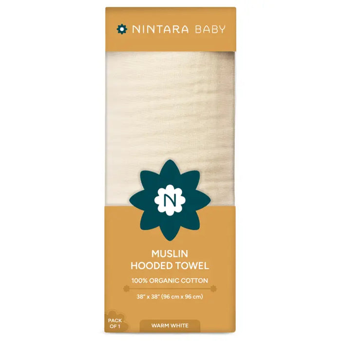 Muslin Baby Hooded Towel | Warm White