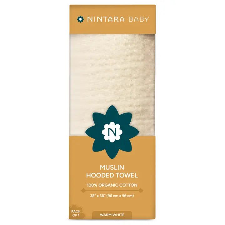 Muslin Baby Hooded Towel | Warm White