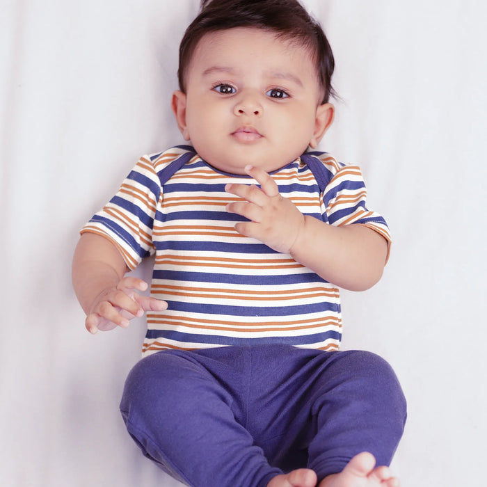 Short Bodysuit & Pant Set - Midnight Stripes