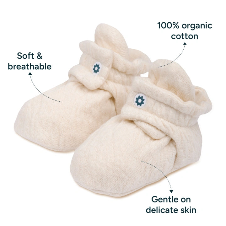 Soft Cotton Baby Booties | Warm White
