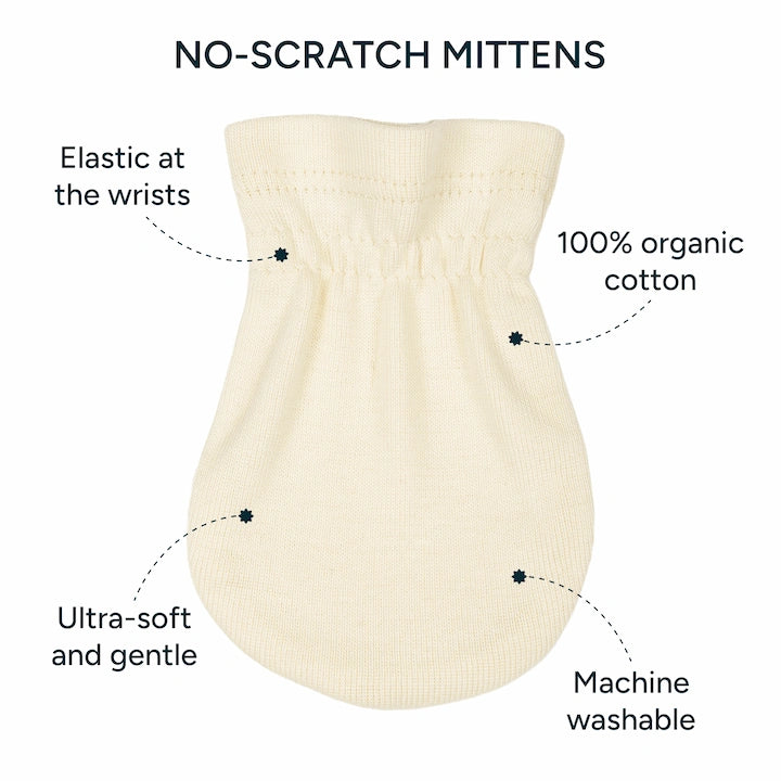 No-Scratch Baby Mittens - Set of 3 | Soft Pink + Warm White