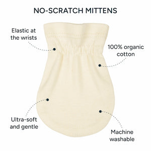 No-Scratch Baby Mittens - Set of 3 | Soft Pink + Warm White