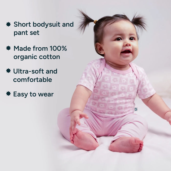Short Bodysuits & Pants Set - Soft bloom | Set of 2