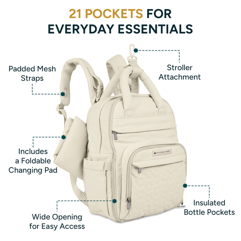 Diaper Bag - Backpack | Vanilla