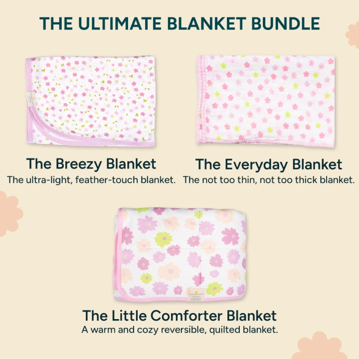 The Ultimate Baby Blanket Bundle - Set of 3 | Blush Blossoms