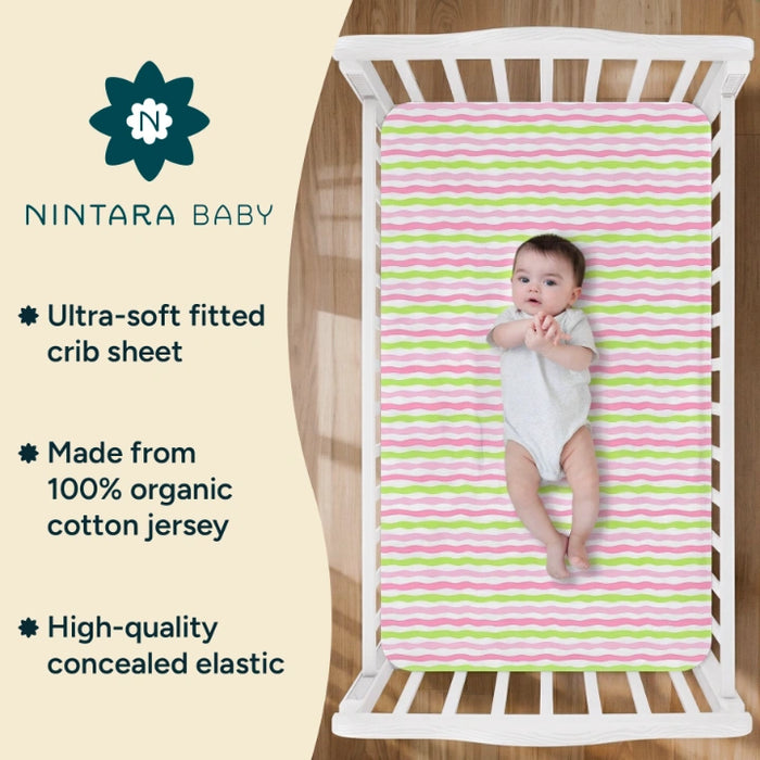 Fitted Baby Bedsheet | Blush Waves