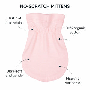 No-Scratch Baby Mittens - Set of 6 | Soft Pink