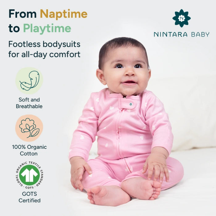 Footless Bodysuit - Set of 3 | Pink Flutter