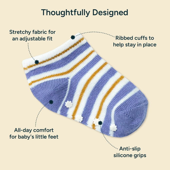 Anti-Slip Baby Socks - Set of 3 | Midnight Stripes