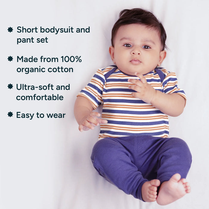 Short Bodysuit & Pant Set - Midnight Stripes