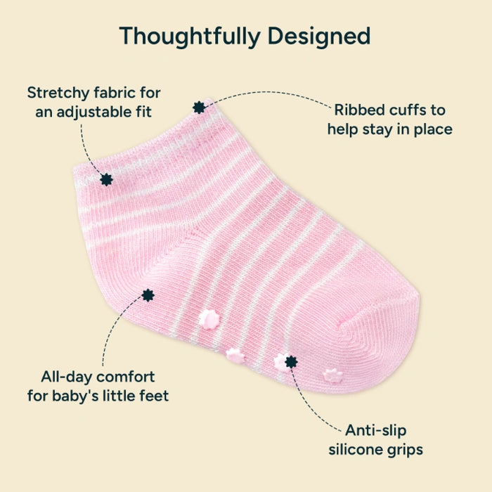Anti-Slip Baby Socks - Set of 6 | Pink Patterns