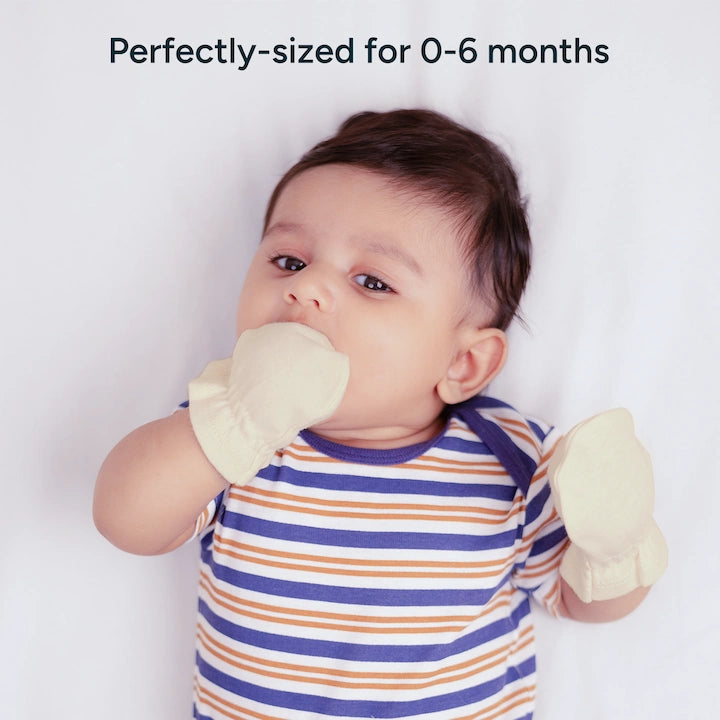 No-Scratch Baby Mittens - Set of 3 | Soft Pink + Warm White
