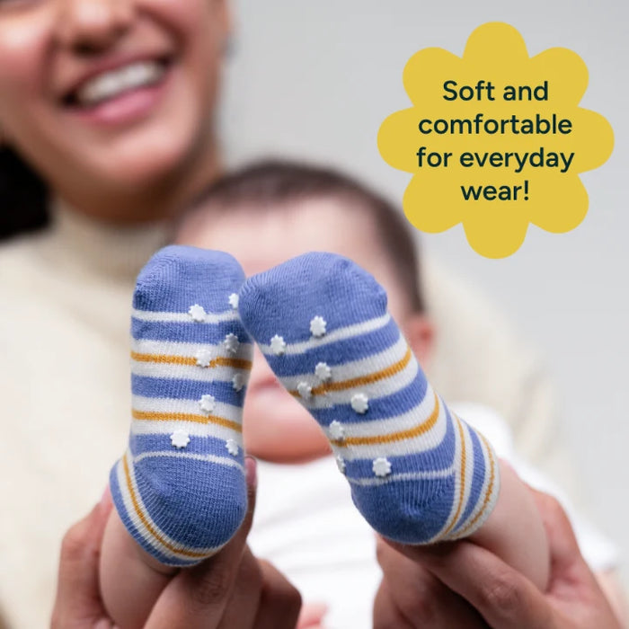 Anti-Slip Baby Socks - Set of 12 | Blue Bundle
