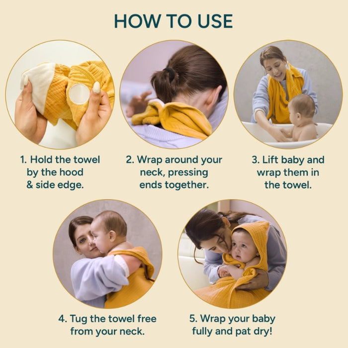 Muslin Baby Hooded Towel | Butterscotch Stars