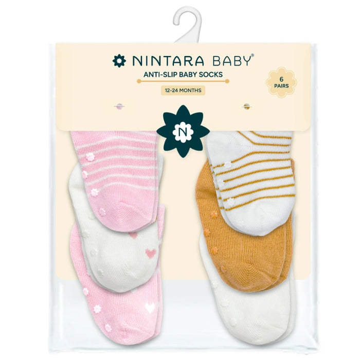 Anti-Slip Baby Socks - Set of 6 | Pink Bundle
