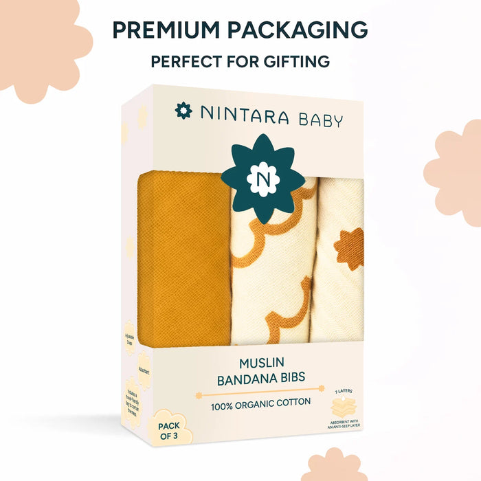 Baby Bandana Bibs Set of 3 | Beige Pack