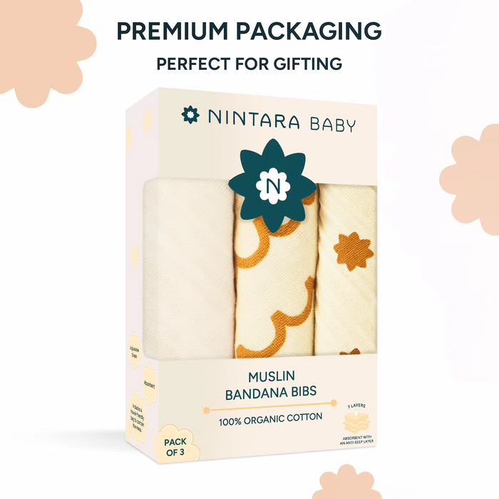 Baby Bandana Bibs Set of 3 | Beige Trio Pack