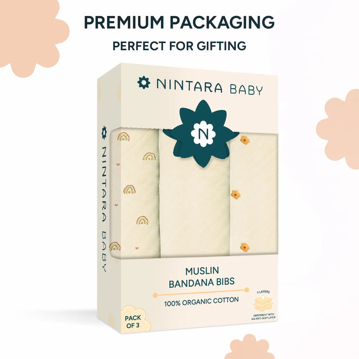 Baby Bandana Bibs - Set of 3 | Rainbow Bloom Pack