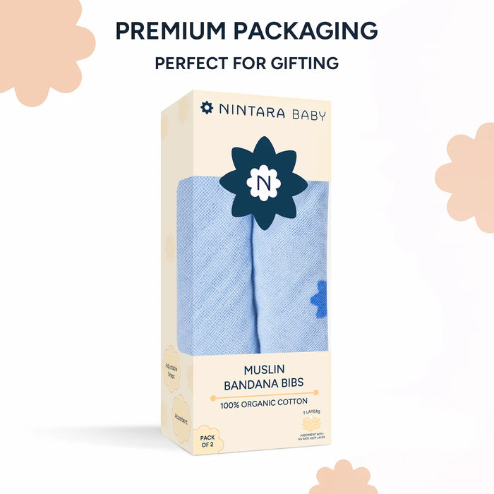 Baby Bandana Bibs - Set of 2 | Blue Pack