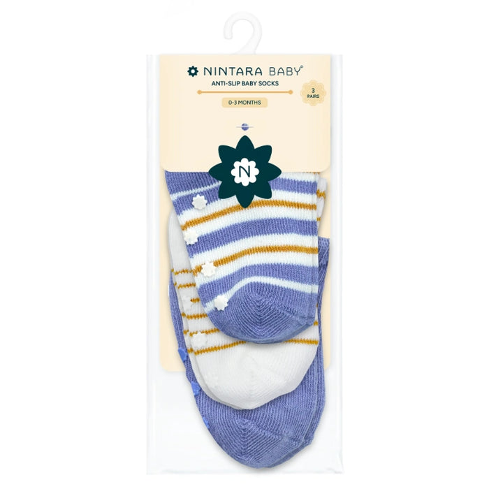 Anti-Slip Baby Socks - Set of 3 | Midnight Stripes
