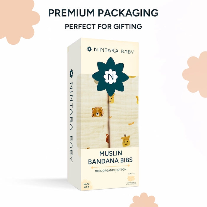 Baby Bandana Bibs - Set of 2 | Animal Friends Pack