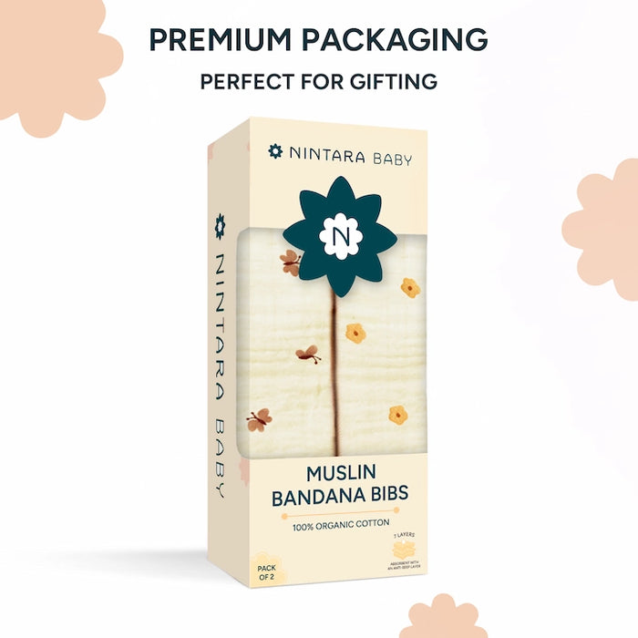 Baby Bandana Bibs - Set of 2 | Golden Flutter Pack