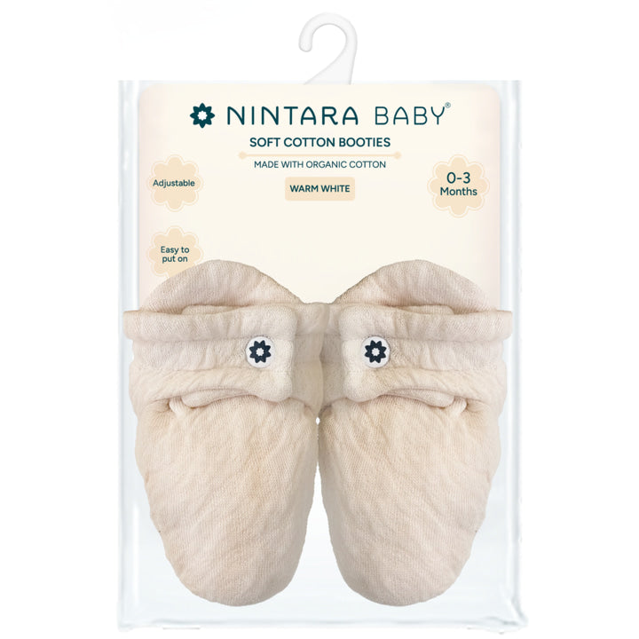 Soft Cotton Baby Booties | Warm White