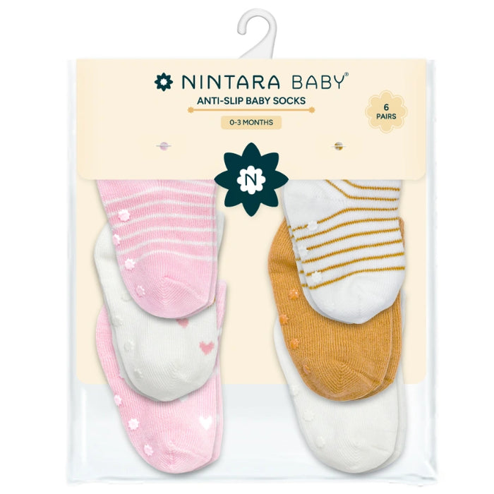 Anti-Slip Baby Socks - Set of 6 | Pink Bundle