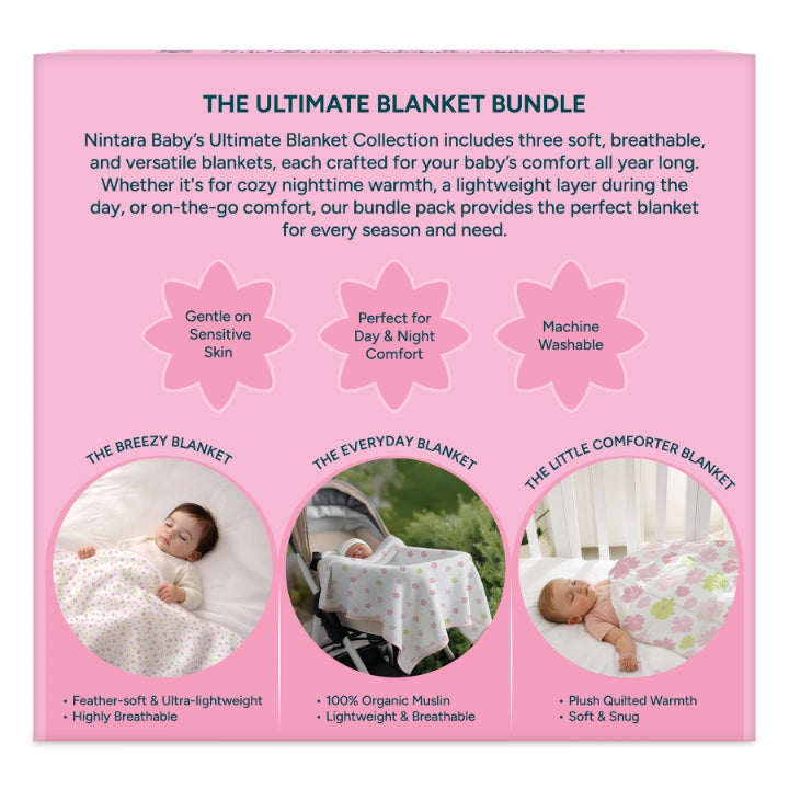 The Ultimate Baby Blanket Bundle - Set of 3 | Blush Blossoms