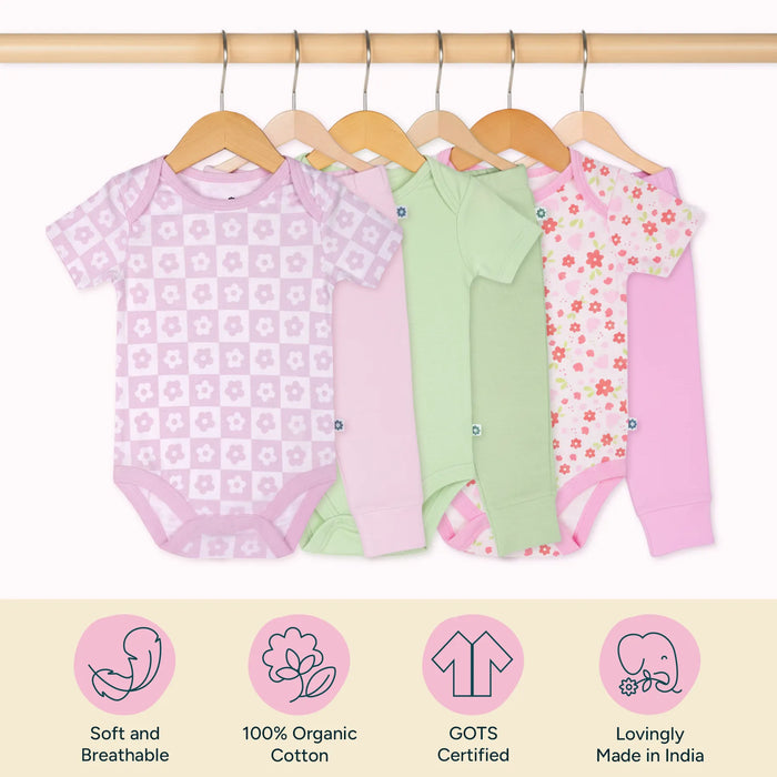 Short Bodysuits & Pants Set - Baby Bloom | Set of 3