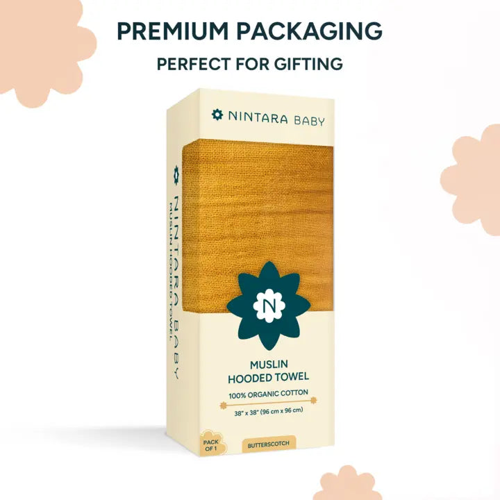 Muslin Baby Hooded Towel | Butterscotch