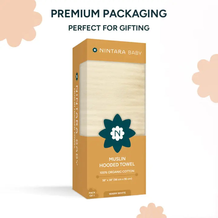 Muslin Baby Hooded Towel | Warm White