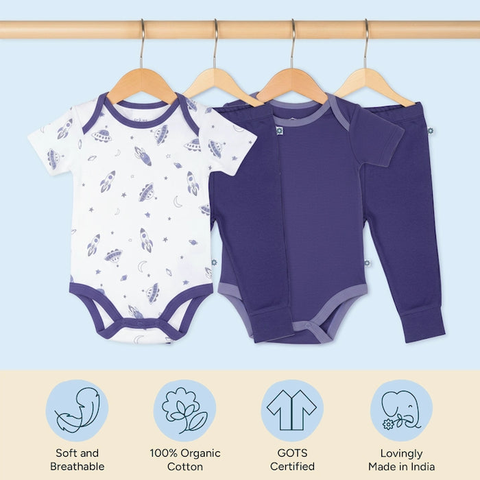 Short Bodysuits & Pants Set - Up In Space | Set of 2