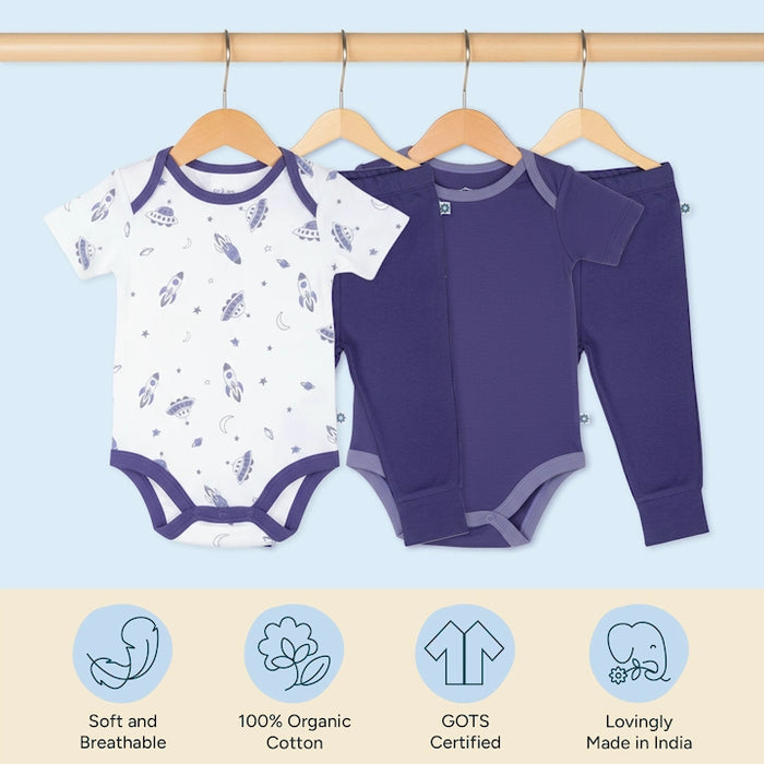 Short Bodysuits & Pants Set - Up In Space | Set of 2
