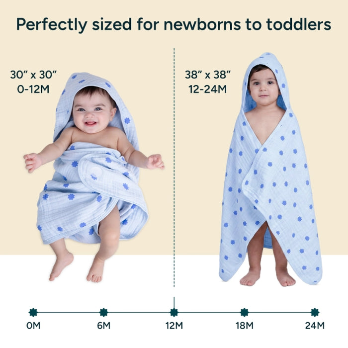 Muslin Baby Hooded Towel | Butterscotch Stars