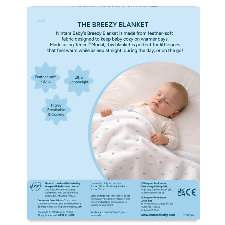 The Breezy Blanket | Light Baby Blanket - Vroom, Vroom!