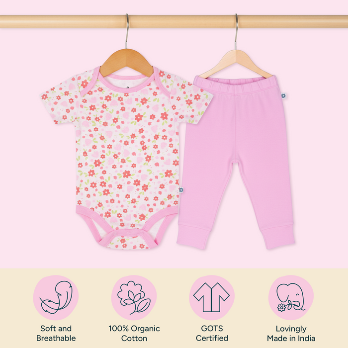 Short Bodysuit & Pant Set - Flower Shower