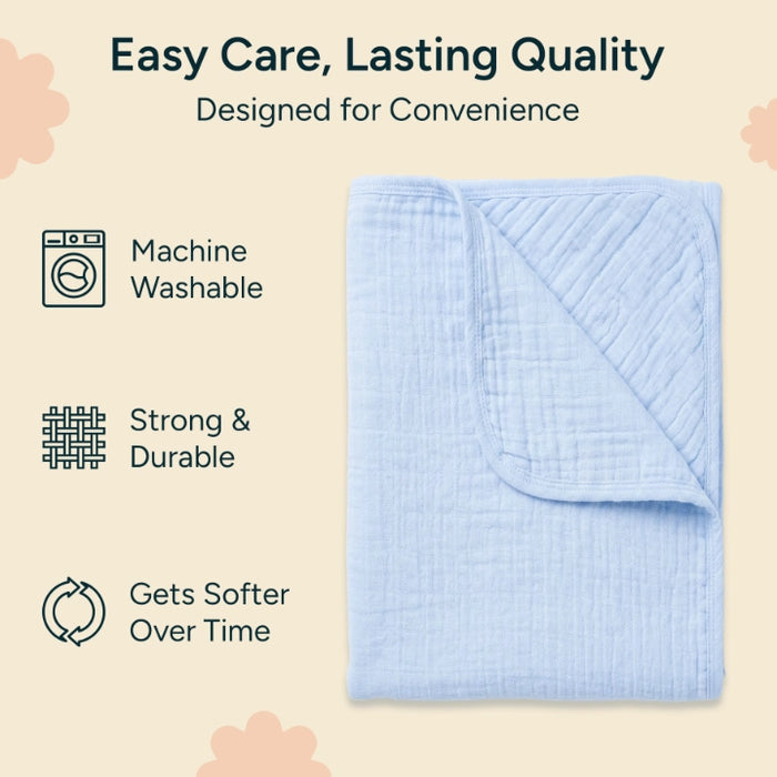 Muslin Baby Hooded Towel | Baby Blue