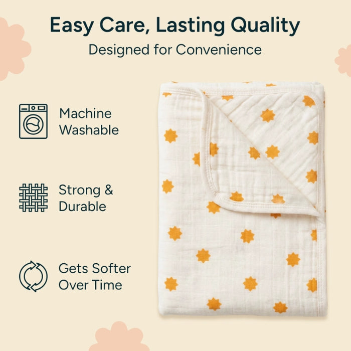 Muslin Baby Hooded Towel | Butterscotch Stars