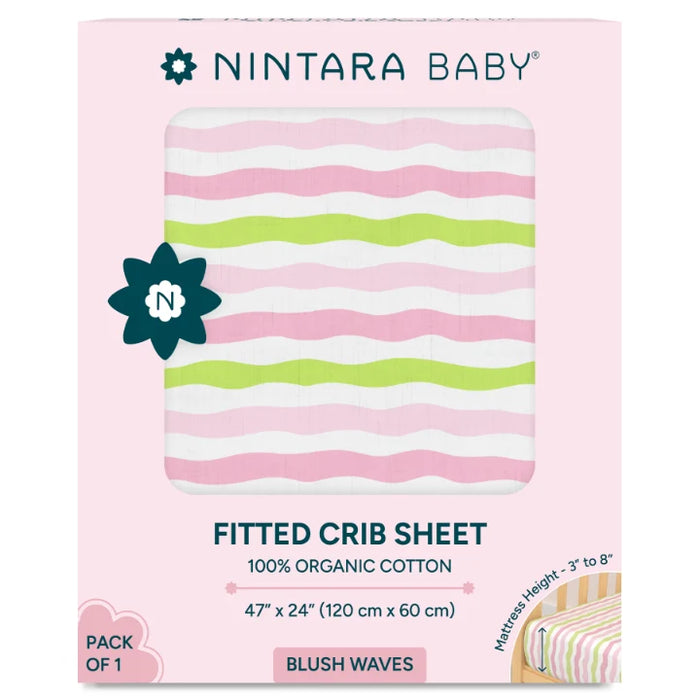 Fitted Crib Sheets | Blush Waves