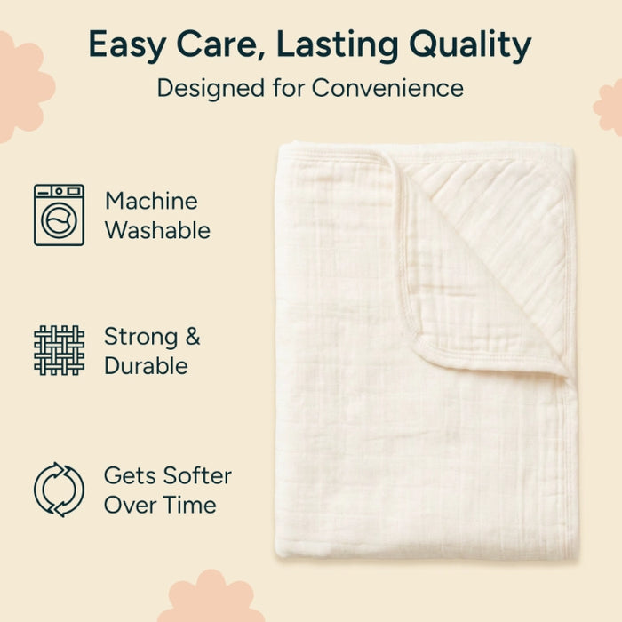 Muslin Baby Hooded Towel | Warm White