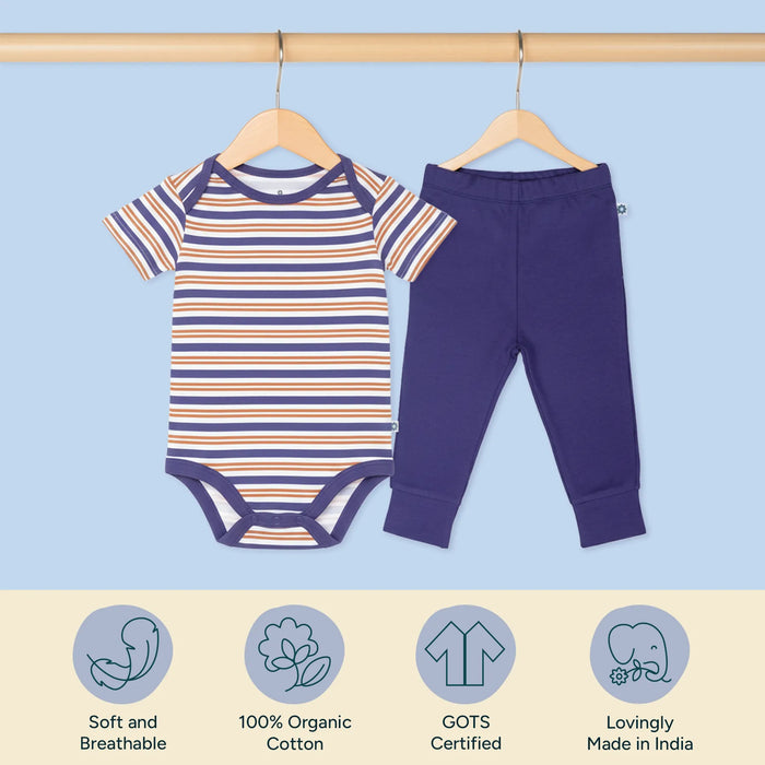 Short Bodysuit & Pant Set - Midnight Stripes