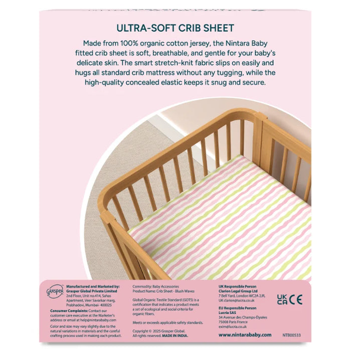 Fitted Baby Bedsheet | Blush Waves