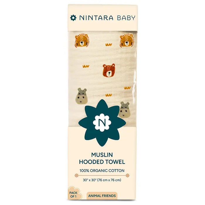 Muslin Baby Hooded Towel | Animal Friends