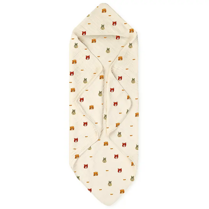 Muslin Baby Hooded Towel | Animal Friends