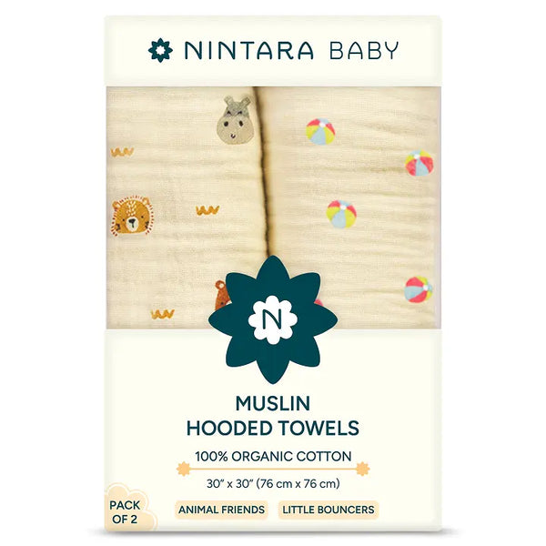 Baby Hooded Towel - Set of 2 | Animal Friends + Little Bouncers