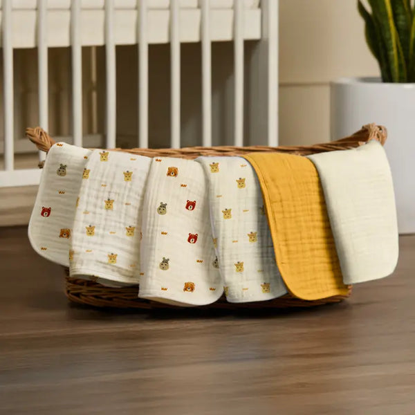 Baby Burp Cloths - Set of 6 | Animal Friends