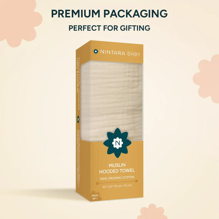 Muslin Baby Hooded Towel | Warm White