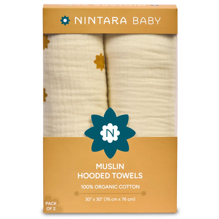 Baby Hooded Towel Set of 2 | Warm White + Stars Set